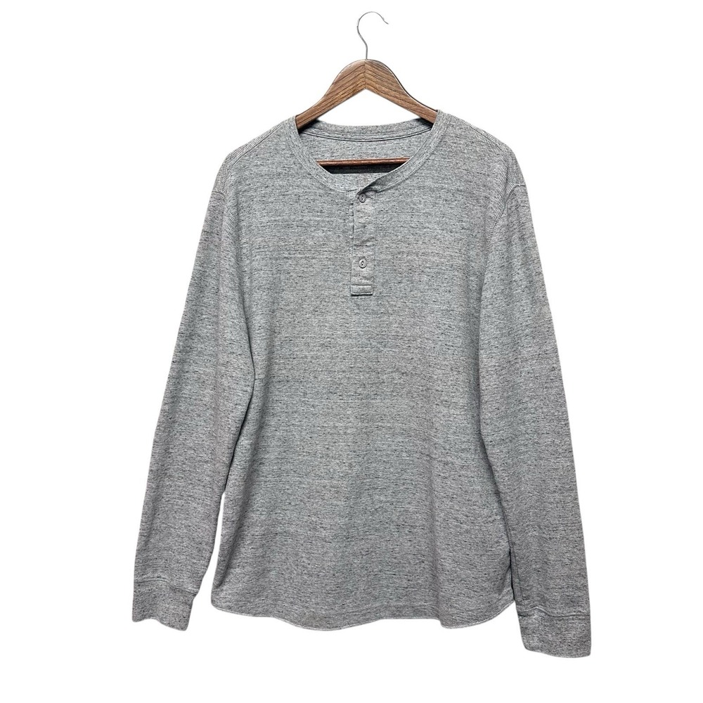 Sonoma Mens Size XL Gray Long Sleeve Waffle Knit Thermal Henley‎ Casual Layering
